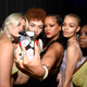 Stella Duval, Carissa Pinkston, Rihanna, India Graham and Taylor Gosling pose at the Savage x Fenty launch.